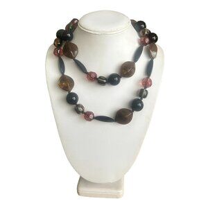 Vintage Multicolor Beaded Necklace Mixed Shapes Lobster Clasp 22 Inches Fashion